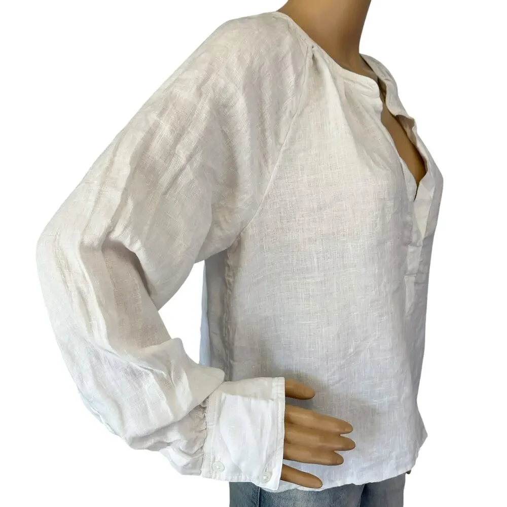 J. Crew Cabana Top in Pure Linen White C1542 Size M